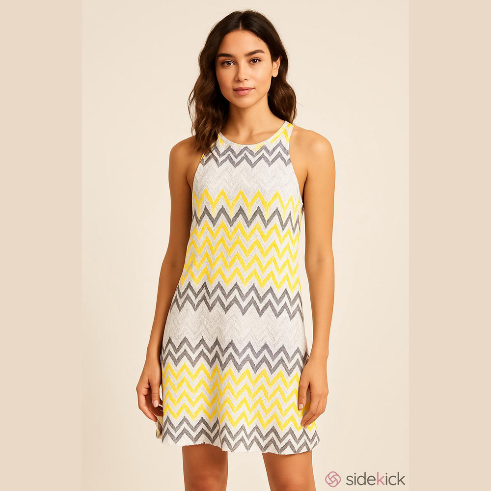 TACERA yellow patterned dress women’s size L NWT
